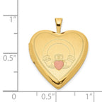 Sterling Silver Gold-plated 20mm Claddagh Enameled Heart Locket