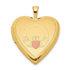 Sterling Silver Gold-plated 20mm Claddagh Enameled Heart Locket