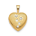 Sterling Silver Gold-plated 12mm Star CZ Heart Locket