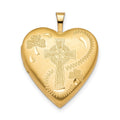 Sterling Silver Gold-plated 20mm Clover & Cross Heart Locket