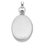 Sterling Silver Rhodium-plate 26mm Diamond Accented D/C Locket