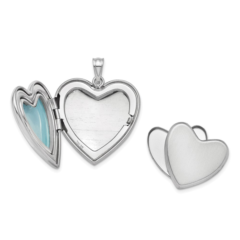 Sterling Silver Rhodium-plated 24mm D/C Cross Ash Holder Heart Locket