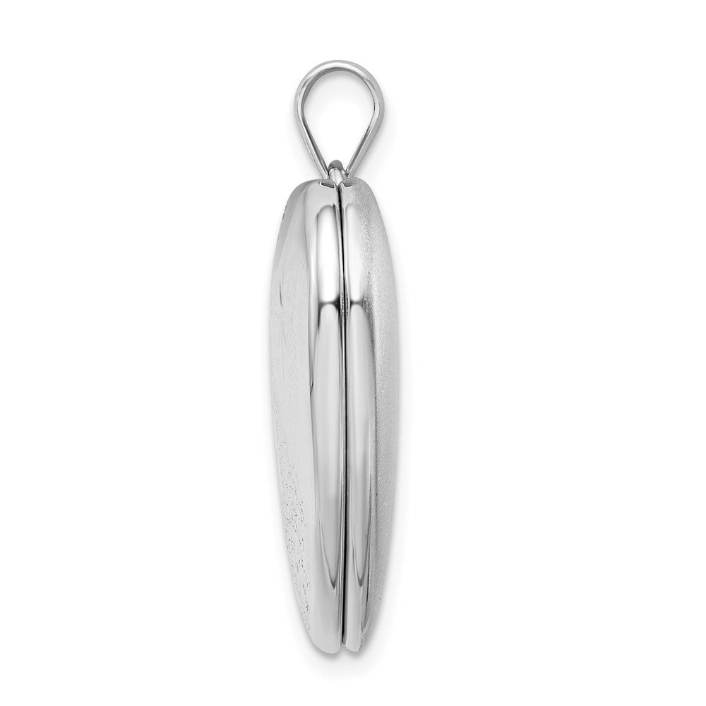 Sterling Silver Rhodium-plated 24mm D/C Footprints Ash Holder Heart Locket