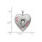 Sterling Silver RH-pltd Satin/Polish Enamel 20mm Vibrant CZ Heart Locket