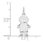 SSilver Rh-plt D/C Engravable Boy Polished Front/Satin Back Disc Charm