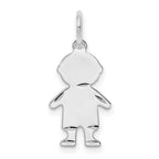 SSilver Rh-plt D/C Engravable Boy Polished Front/Satin Back Disc Charm