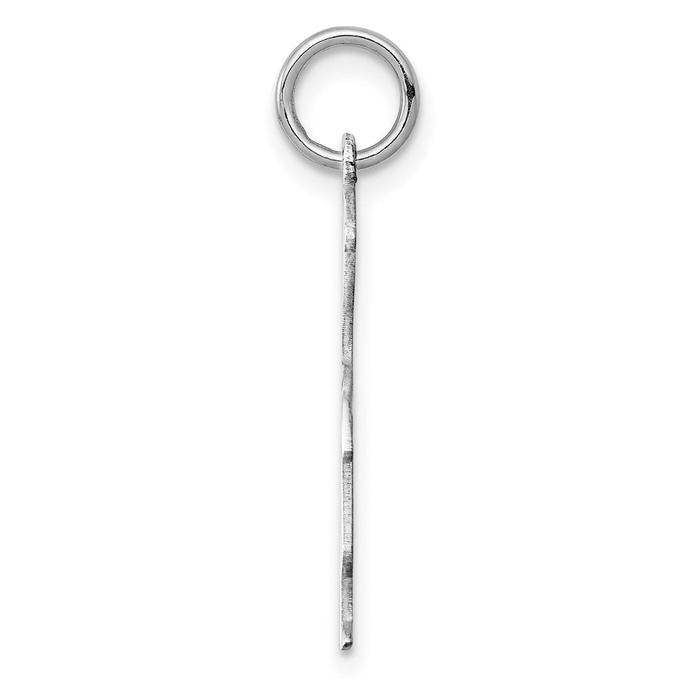 Sterling Silver Rhod-plated Eng. Boy Polished Front/Satin Back Disc Charm