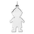 Sterling Silver Rhod-plated Eng. Boy Polished Front/Back Disc Charm