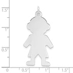 Sterling Silver Rhodium-plated Engraveable Boy Polished Front/Satin Back Disc Charm
