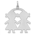 SSilver Rh-plt Engravable Girl/Girl Polished Front/Satin Back Disc Charm