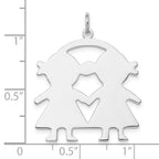 SSilver Rh-plt Engravable Girl/Girl Polished Front/Satin Back Disc Charm