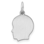 SSilver Rh-plt Engravable Boy Disc Charm Polish on Front/Back
