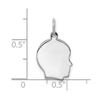 SSilver Rh-plt Engravable Boy Disc Charm Polish on Front/Back