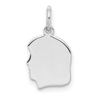 Sterling Silver Rh-plt Engravable Girl Disc Charm Polish on Front/Back