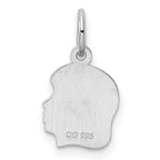SSilver Rh-plt Engravable Girl Polished Front/Satin Back Disc Charm