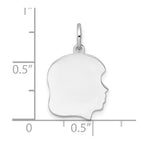 Sterling Silver Rh-plt Engravable Girl Disc Charm Polish on Front/Back