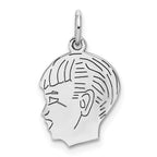 SSilver Rh-plt Engravable Boy Polished Front/Satin Back Disc Charm