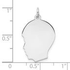 Sterling Silver Rhod-plate Eng. Boy Disc Charm Polish on Front/Back