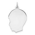 Sterling Silver Rhod-plate Eng. Boy Disc Charm Polish on Front/Back