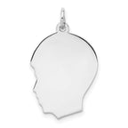 Sterling Silver Rhod-plate Eng. Boy Disc Charm Polish on Front/Back