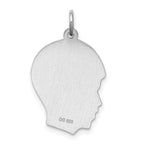SSilver Rh-plt Engravable Boy Polished Front/Satin Back Disc Charm
