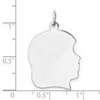 Sterling Silver Rh-plt Engravable Girl Disc Charm Polish on Front/Back