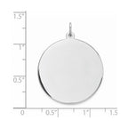 Sterling Silver Rhod-plated Eng. Rnd Polish Front/Satin Back Disc Charm