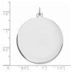 Sterling Silver Rhod-plated Eng. Rnd Polish Front/Satin Back Disc Charm