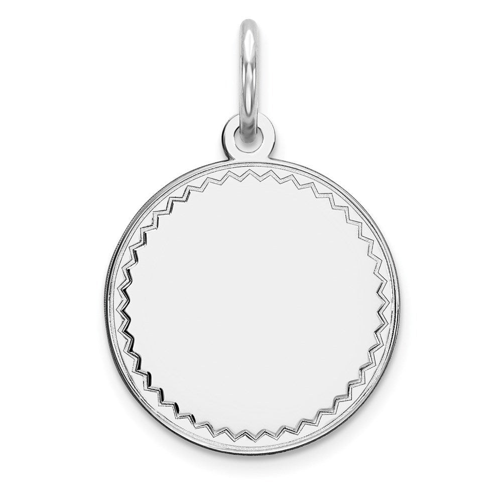 Sterling Silver Rhod-plated Eng. Rnd Polish Front/Back Disc Charm