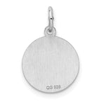 Sterling Silver Rhod-plated Eng. Rnd Polish Front/Satin Back Disc Charm