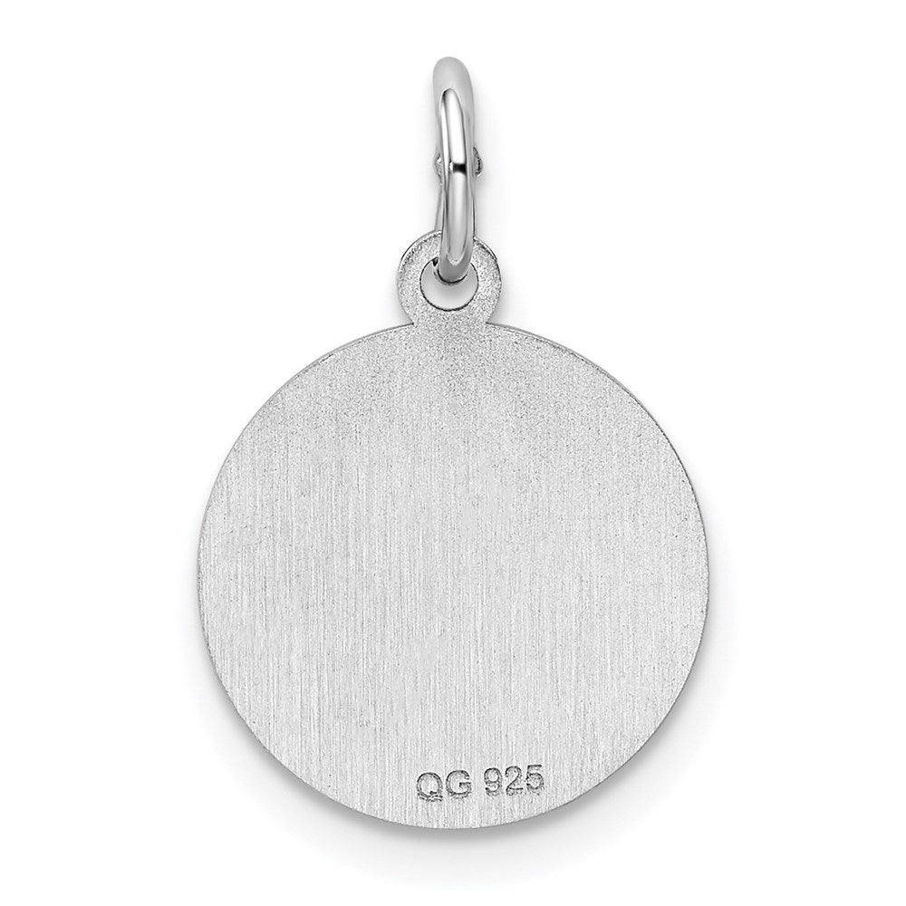 Sterling Silver Rhod-plated Eng. Rnd Polish Front/Back Disc Charm
