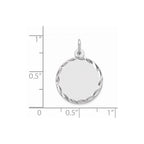 Sterling Silver Rhod-plated Eng. Rnd Polish Front/Satin Back Disc Charm