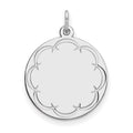 Sterling Silver Rhod-plated Eng. Rnd Polish Front/Back Disc Charm