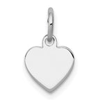 SS Rh-plt Engraveable Heart Polished Front/Satin Back Disc Charm