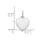 SS Rh-plt Engraveable Heart Polished Front/Satin Back Disc Charm