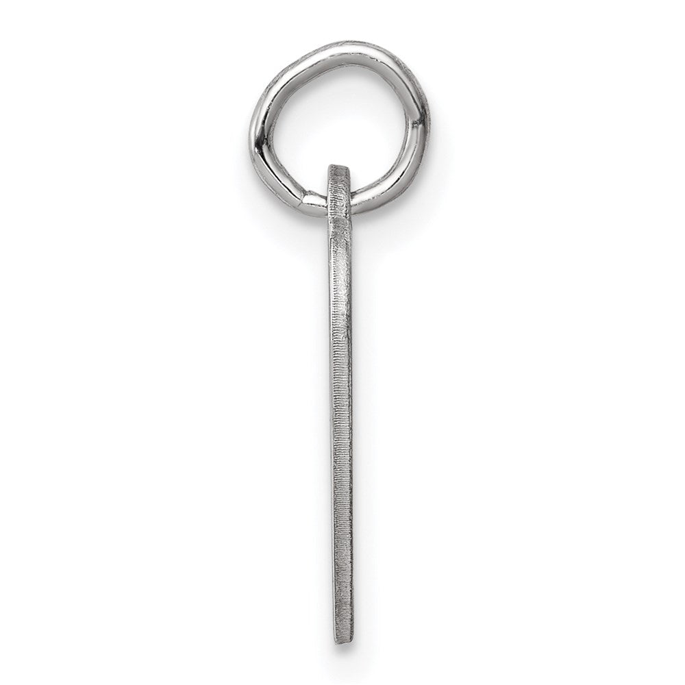 Sterling Silver Rhod-plated Eng. Heart Polish Front/Satin Back Disc Charm