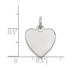 Sterling Silver Rhod-plated Eng. Heart Polish Front & Back Disc Charm