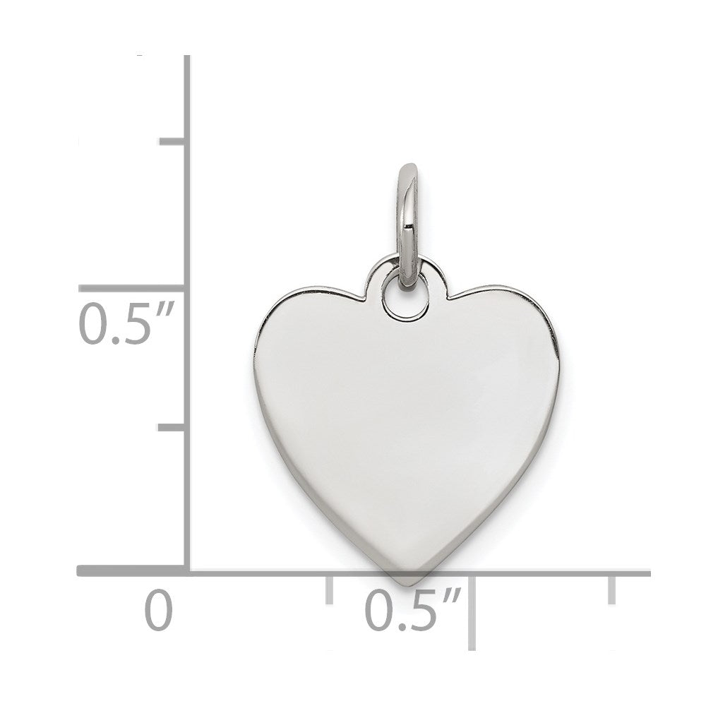 Sterling Silver Rhod-plated Eng. Heart Polish Front & Back Disc Charm