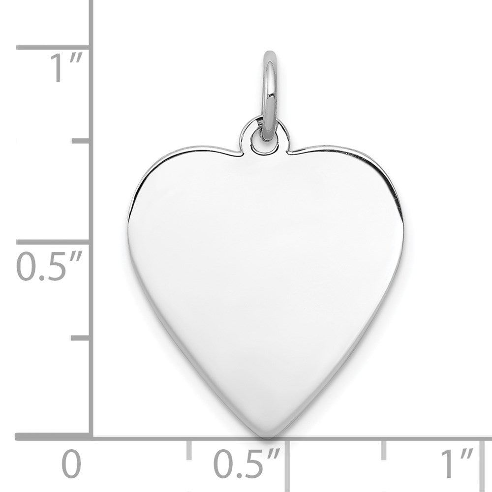 Sterling Silver Rh-plt Engraveable Heart Polished Front/Back Disc Charm