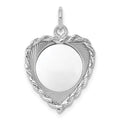 Sterling Silver Rh-plt Engraveable Heart Polished Front/Back Disc Charm