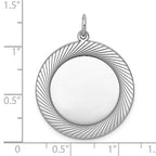 SS Rh-plt Engraveable Round Polished Front/Satin Back Disc Charm