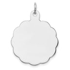 Sterling Silver Rh-plt Engraveable Polished Front/Satin Back Disc Charm