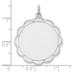Sterling Silver Rh-plt Engraveable Polished Front/Satin Back Disc Charm