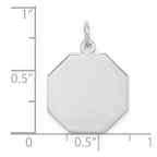 SS Rh-plt Engraveable Octagon Polished Front/Satin Back Disc Charm