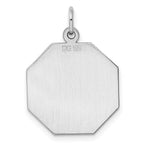SS Rh-plt Engraveable Octagon Polished Front/Satin Back Disc Charm