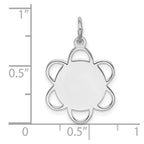 Sterling Silver Rh-plt Engravable Polished Front/Satin Back Disc Charm