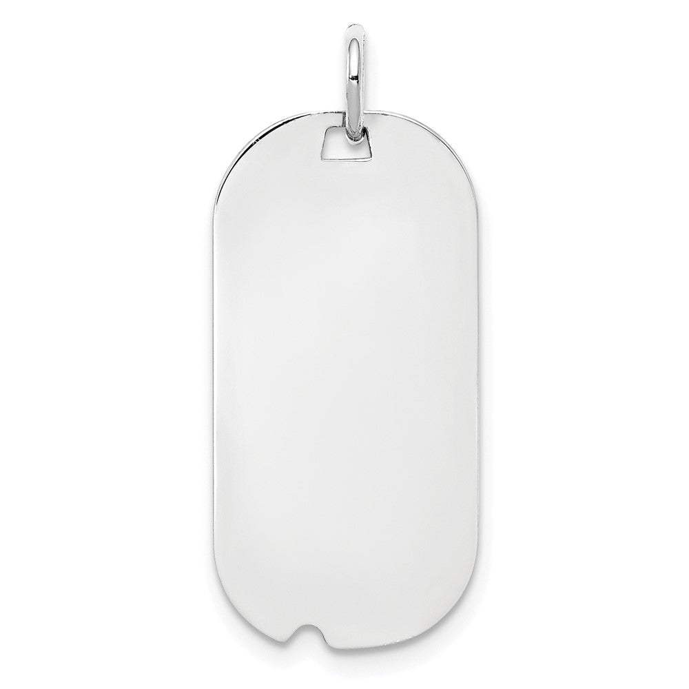 SSilver Rh-plt Engravable Dog Tag Polished Front/Satin Back Disc Charm