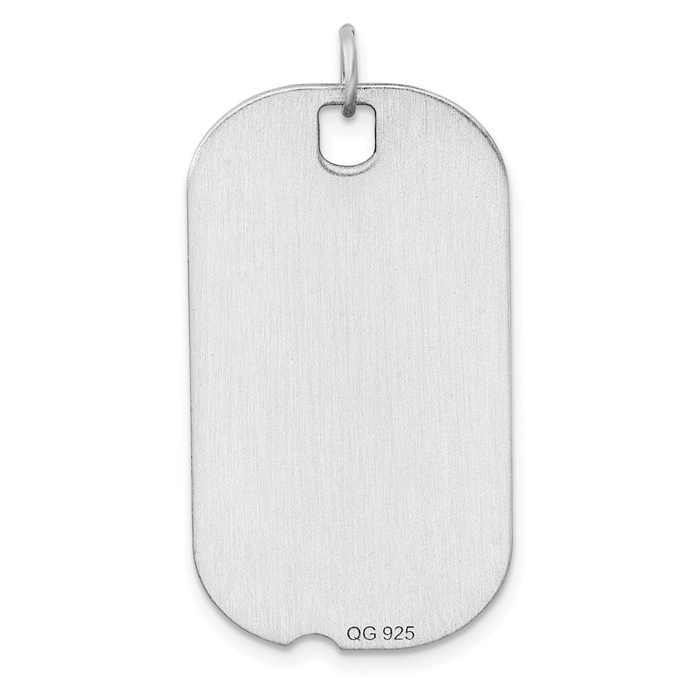SSilver Rh-plt Engravable Dog Tag Polished Front/Satin Back Disc Charm