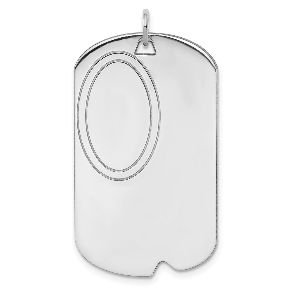 Sterling Silver Rh-plt Engravable Dog Tag Polished Front/Back Disc Charm