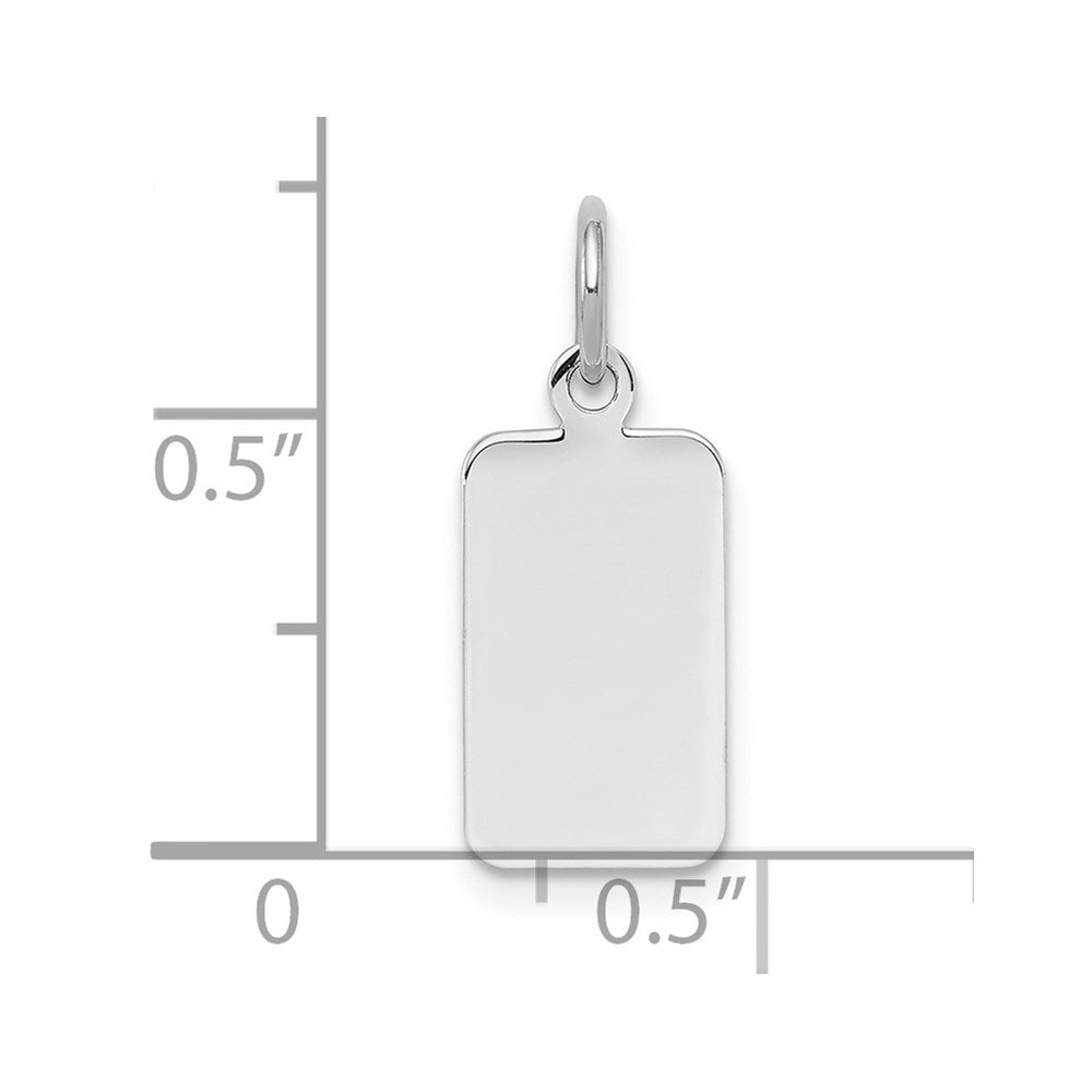SSilver Rh-plt Engravable Rectangle Polished Front/Satin Back Disc Charm